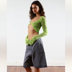 Heavy Manners 'TWILL STRIPE BLUE' BAGGY DENIM SHORT